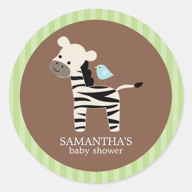 Safari Friends Baby Shower Stickers (Front)