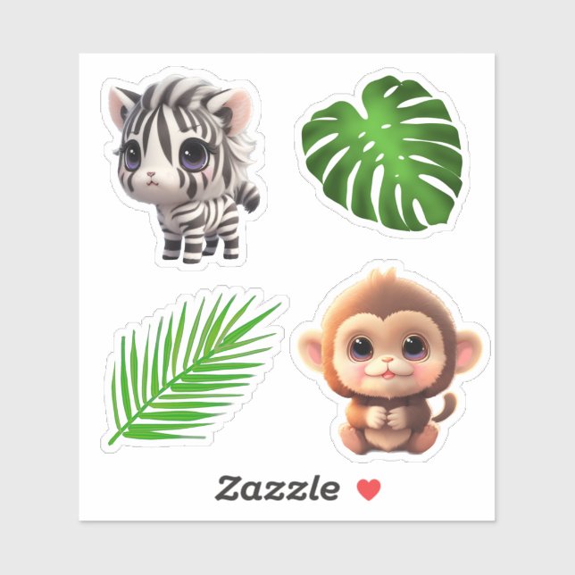 Safari friends cute zebra monkey  (Sheet)