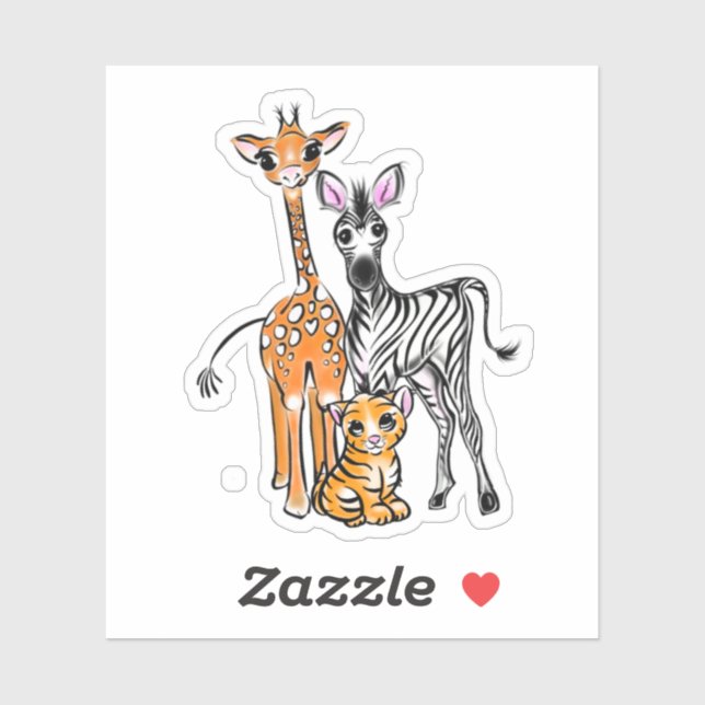 Safari friends, giraffe, zebra, tiger, blue polka (Sheet)