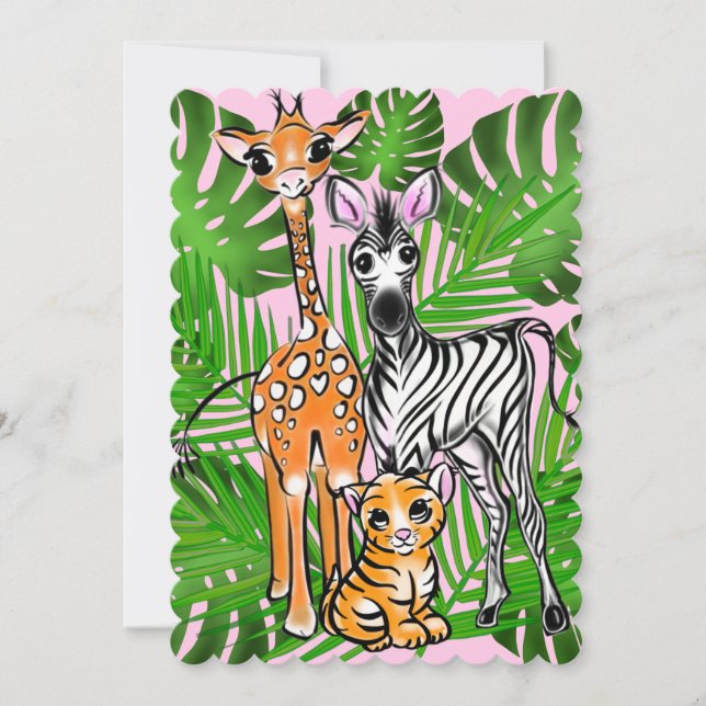 Safari friends, giraffe, zebra, tiger, palm leaves (Front)