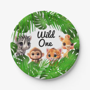 Safari friends tiger giraffe zebra monkey elephant paper plate