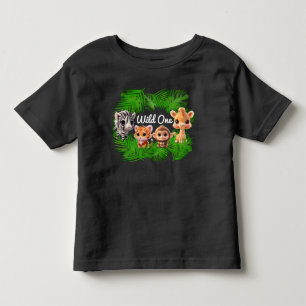 Safari friends tiger giraffe zebra monkey elephant toddler T-Shirt
