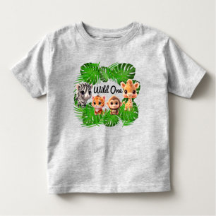 Safari friends tiger giraffe zebra monkey elephant toddler T-Shirt