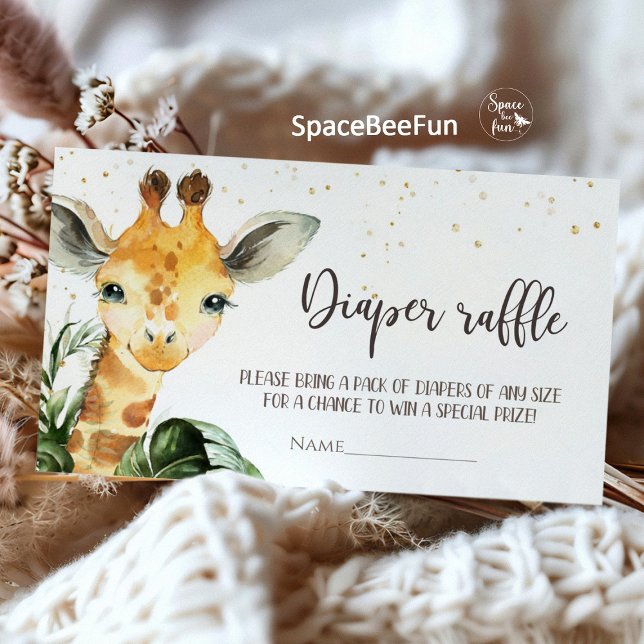Safari Giraffe Baby Shower  Enclosure Card (Safari Baby Shower, Giraffe Theme, Book for Baby, Diaper Raffle, Jungle Party, Adventure Awaits, Bab)
