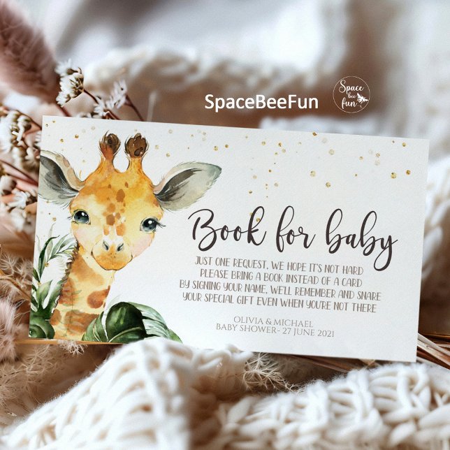 Safari Giraffe Baby Shower Enclosure Card (Safari Baby Shower, Giraffe Theme, Book for Baby, Diaper Raffle, Jungle Party, Adventure Awaits, Bab)