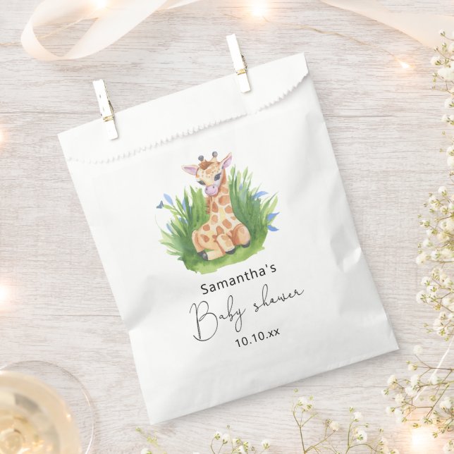 Safari Giraffe baby shower Favour Bag (Clipped)