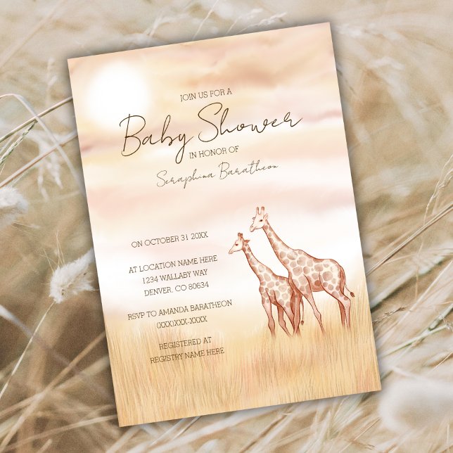Safari Giraffe Baby Shower Invite Gender Neutral (Creator Uploaded)