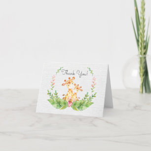 Safari Giraffe Baby Shower Thank You Note Card