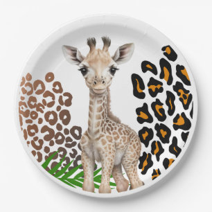 Safari Giraffe Birthday Wild One Two Wild Party Paper Plate