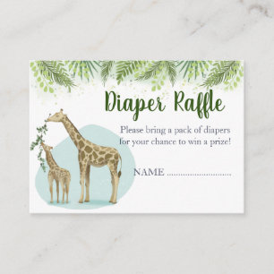 Safari Giraffe Leaves Baby Shower Diaper Raffle Enclosure Card