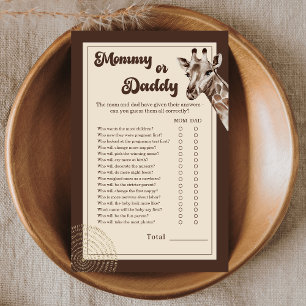 Safari Giraffe Mummy or Daddy Baby Shower Game