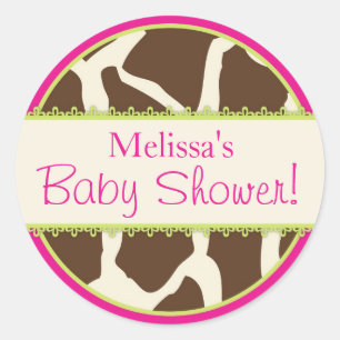 Safari Giraffe Print Baby Shower Sticker