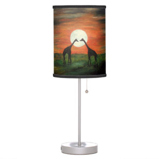 Safari Giraffe Silhouette at night with moon ART Desk Lamp