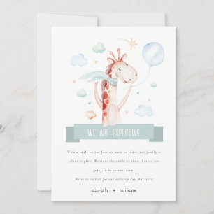 Safari Giraffe Star Cloud Balloon Baby Pregnancy Announcement