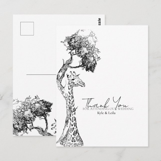 Safari Giraffe Theme Postcard Design (Front/Back)