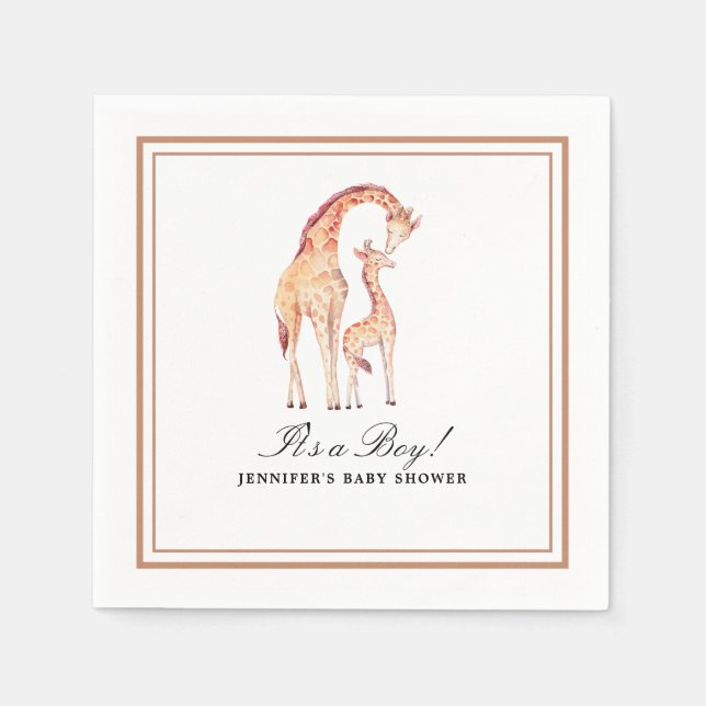 Safari Giraffe Watercolor Paper Napkin (Front)