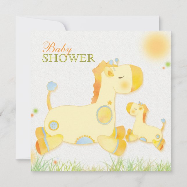 Safari Giraffe Whimsical Baby Shower Invitation (Front)