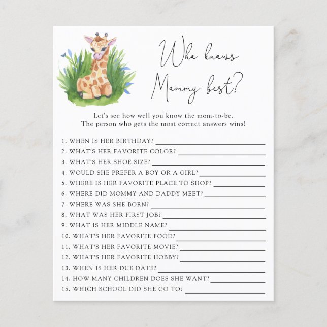 Safari Giraffe - Who knows Mummy best (Front)