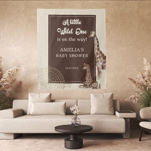 Safari Giraffe Wild Adventure Baby Shower Backdrop Tapestry