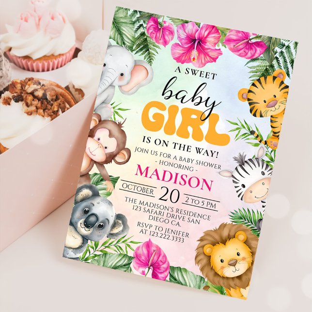 Safari Girl Baby Shower Party Invitation (Creator Uploaded)