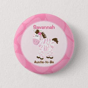 Safari Girl Customised Name Tag Pink Zebra 6 Cm Round Badge