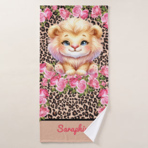 Safari Girl's Personalised Name Wildlife Animals Bath Towel Set