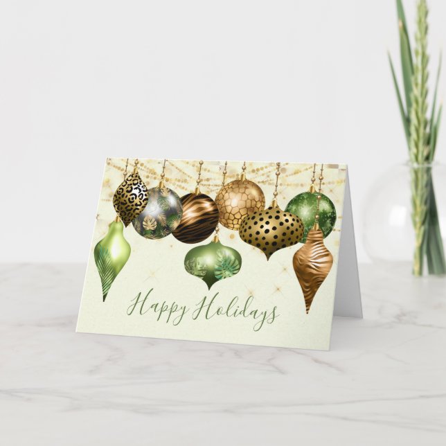 Safari Gold Ornament Photo Christmas Holiday Card (Front)