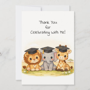 Safari Graduation for Kids Preschool Kindergarten Thank You Card