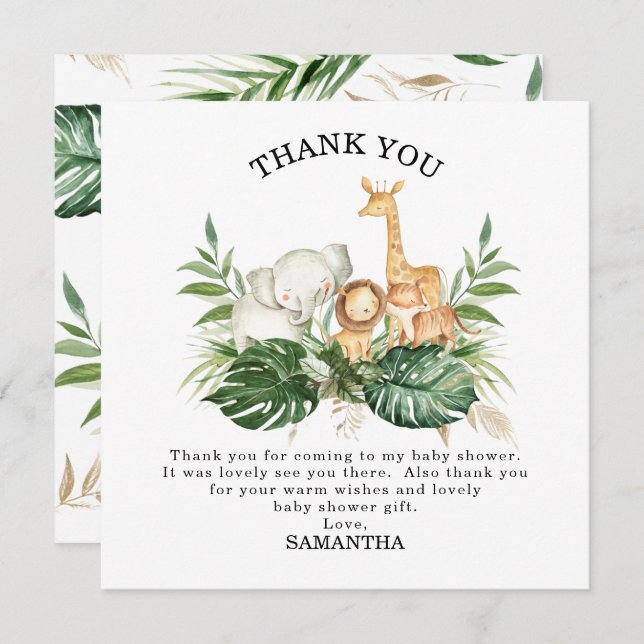 Safari Greenery Foliage Gender Neutral Baby Shower Invitation (Front/Back)