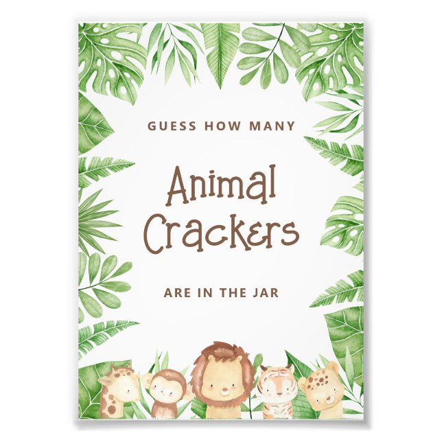 Safari Guess Game Baby Shower - Editable Sign (Front)