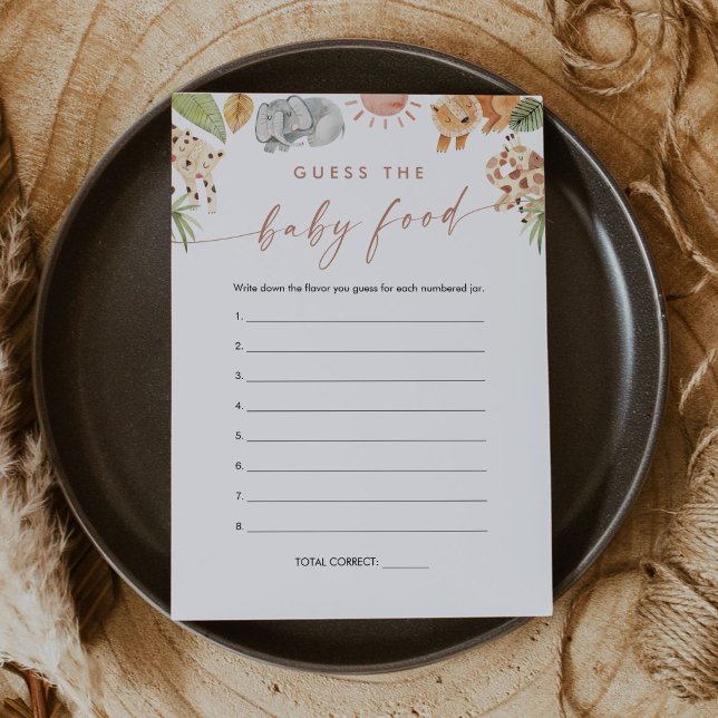 SAFARI Guess the Baby Food Game Card (Creator Uploaded)