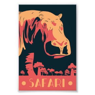 Safari Hippo and Landscape Photo Print