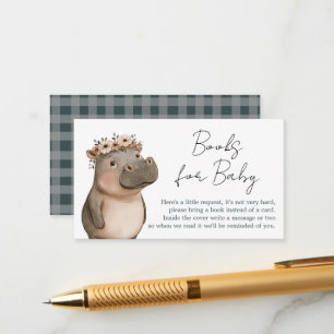 Safari Hippo Boho Baby Shower Books Enclosure Card