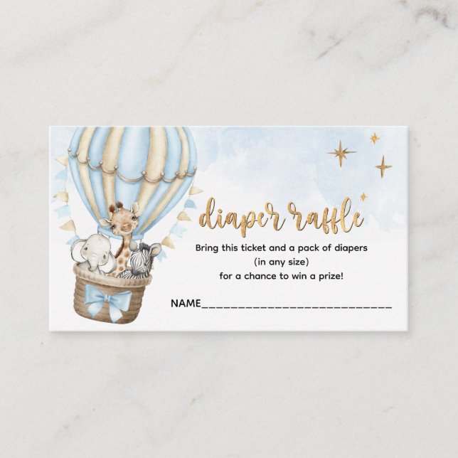 Safari Hot Air Balloon Diaper Raffle Card (Front)