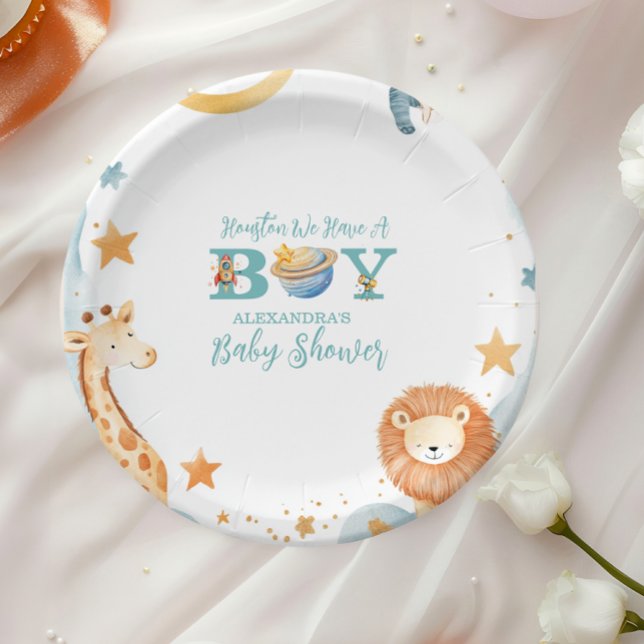 Safari Houston We Have A Boy Outer Space  Paper Plate (Creator Uploaded)