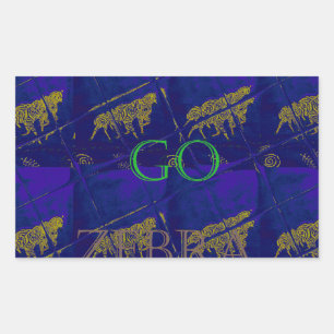 Safari-Inspired Delight: French Blue "Let's Go Zeb Rectangular Sticker