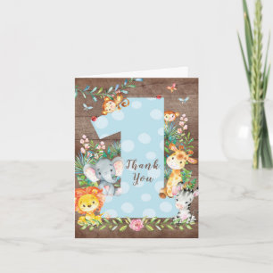 Safari Jungle 1st Birthday Thank You Note Card