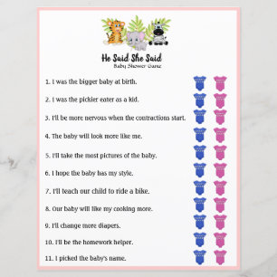 Safari Jungle Animal Baby Shower He Said She Said