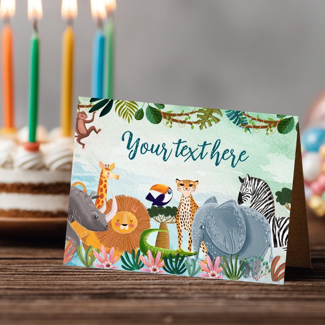 Safari jungle animal Birthday Food Tent  Place Card (Creator Uploaded)