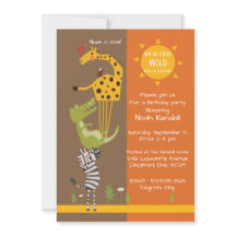 Safari jungle animal birthday party invitation