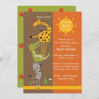 Safari jungle animal birthday party invitation