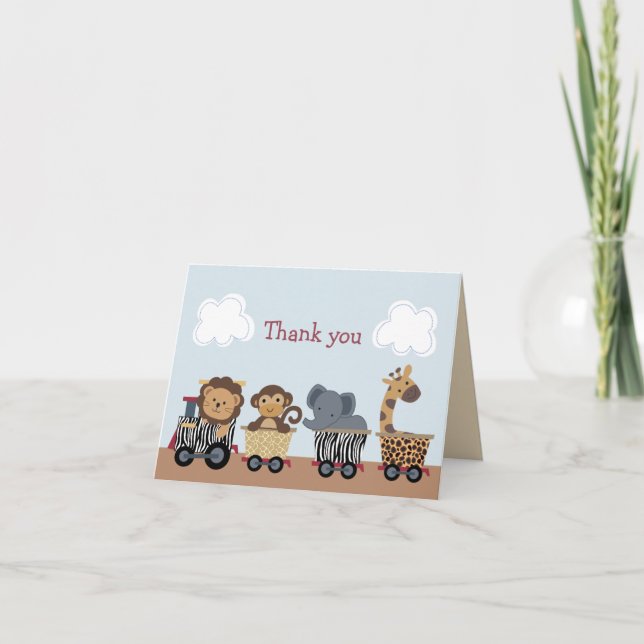 Safari Jungle Animal Train Note Cards (Front)