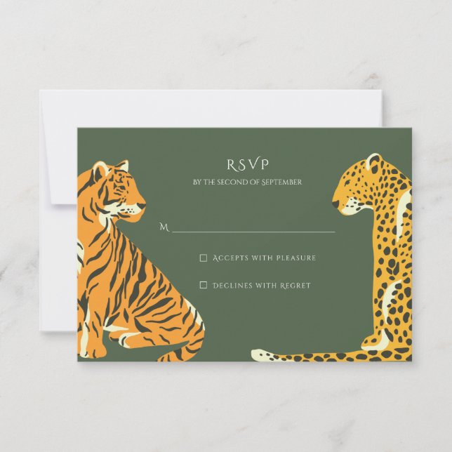 Safari Jungle Animal Wedding RSVP Card (Front)