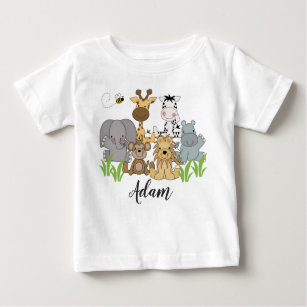 Safari Jungle Animals Baby Kids Name Baby T-Shirt