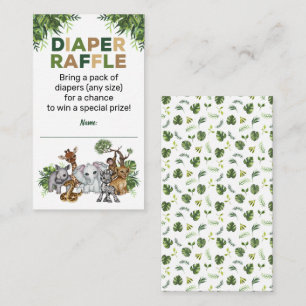 Safari Jungle Animals Baby Showe Diaper Raffle  Enclosure Card