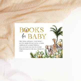 Safari Jungle Animals Baby Shower Books for Baby Enclosure Card