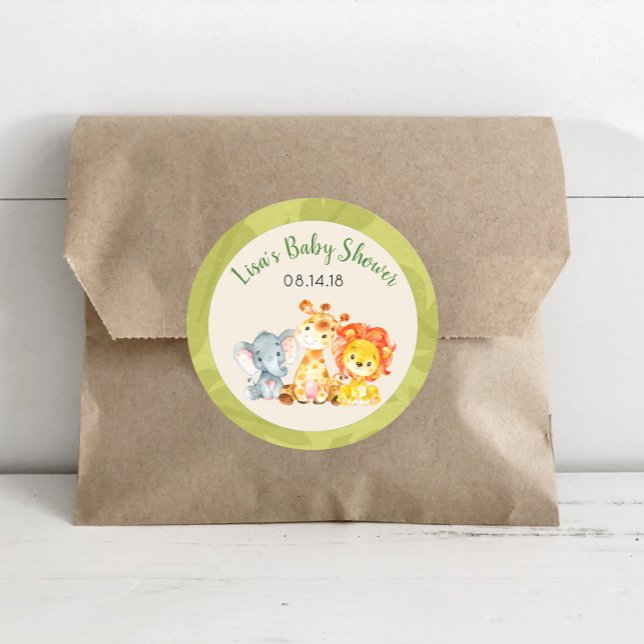 Safari Jungle Animals Baby Shower Favour Sticker (Creator Uploaded)