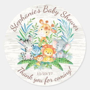 Safari Jungle Animals Baby Shower Favour Sticker