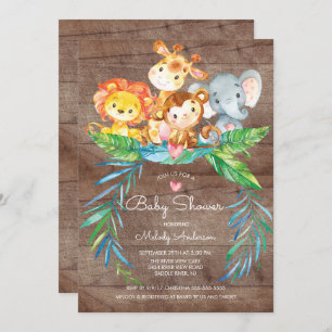 Safari Jungle Animals Baby Shower Invitation