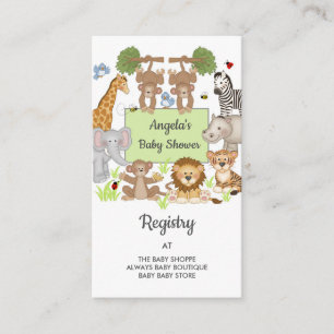 Safari Jungle Animals Baby Shower Registry Enclosure Card
